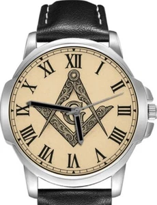 Massonico Quadrato & Bussola Arte Gratis Mason Molto Raro Bello Unico Orologio 2 - Picture 1 of 1