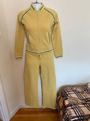 Jaqueta calça terno amarelo Vertigo Paris manga raglan algodão e ramie L. nova com etiquetas - Imagem 1 de 4