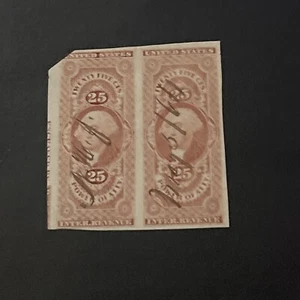US Stamp Scott #R48a Imperf. Pair Power Of Atty….Damaged Corner Used Ng - Picture 1 of 2