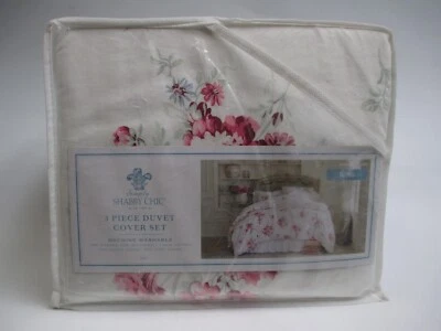 Juego de edredón floral Simply Shabby Chic SUNBLANQUEADO 100 % algodón blanco rojo rosa - King Foto 1 de 4