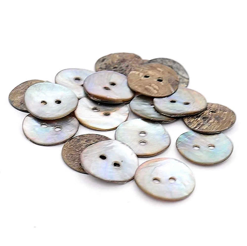 SMOKE AGOYA SHELL 2 HOLE BUTTONS Sizes 9mm 10mm 11.5mm 13mm 15mm 18mm 20mm 23mm - Image 1 of 1