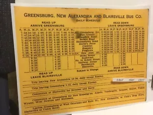 Vecchio programma autobus Greensburg New Alexandria Blairsville Bovard Rushwood Hempfield - Foto 1 di 4