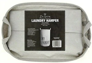 NEW Inspire 'MY LAUNDRY' Collapsible GREY Washing Hamper PORTABLE HOME CARAVAN - Imagen 1 de 9