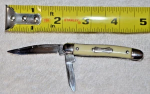 Vintage Colonial 2 Blade Peanut Yellow Folding Pocket Knife Made in Usa - Picture 1 of 3