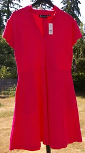 NY&C Pink Dress Size L 100% algodón Mangas cortas Bolsillos New York & Company - Imagen 1 de 10