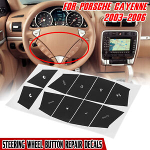Matte Black Steering Wheel Button Repair Stickers For 2003-2006 Porsche Cayenne