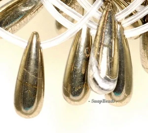 PALAZZO HIERRO PIRITA TALADRO SUPERIOR LÁGRIMA PERA 24X8MM CUENTAS SUELTAS 7,5 pulgadas - Imagen 1 de 1