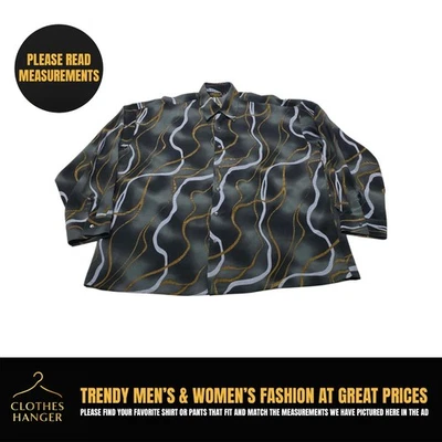 Vintage Monzini Collection Abstract Disco Shirt Mens XL Long Sleeve Made in USA - Image 1 of 4