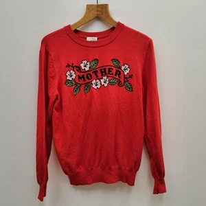 Joanne Size UK L Red Crewneck Jumper Mother Traditional Tattoo Embroidered - Picture 1 of 7
