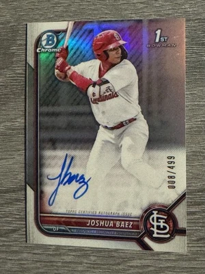 2022 (1st) Bowman cromo Joshua Baez refractor automático novato RC #’D 8/499 Foto 1 de 2