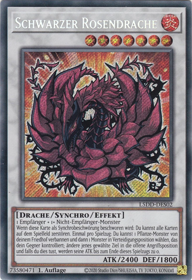 YU-GI-OH, SCHWARZER ROSENDRACHE, SCR, L5DD-DES02, 1. Auflage, TOP - Bild 1 von 1