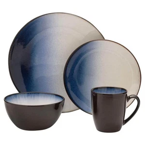 Gourmet Basics by Mikasa Asher 16-Piece Modern Blue Stoneware Dinnerware Set for - Picture 1 of 4