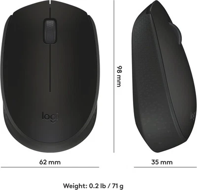 Logitech M170 Wireless Optical Mouse - Black - Image 1 of 4