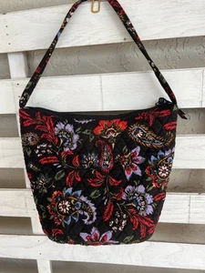 Vera Bradley purse Quilted and Shoulder Crossbody Black Red Bucket Bag 13”X10” - Picture 1 of 9