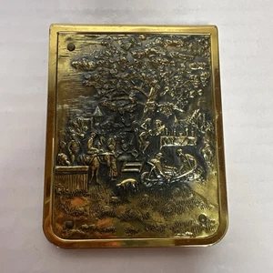 Antike Messing Repousse Geldbörse Karte Notiz Foto Telefon Adresse Klapp Etui USA - Bild 1 von 9