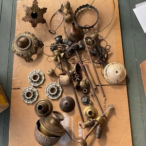 Vintage Lampen, Lampenteile Konvolut, Antik Messing Bronze Art Deco Kunsthandwerk - Bild 1 von 18