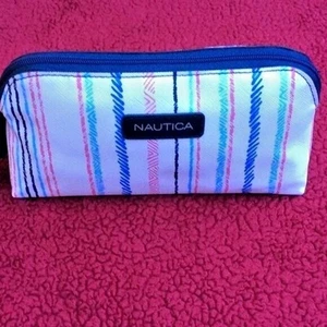 Nautica Damen gestreifte Kosmetiktasche 8" x 4" x 3" Neu mit Etikett *** - Bild 1 von 6