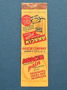 Anacin Dolor Medicine Publicidad De Colección Matchbook Cubierta #1618 - Imagen 1 de 2