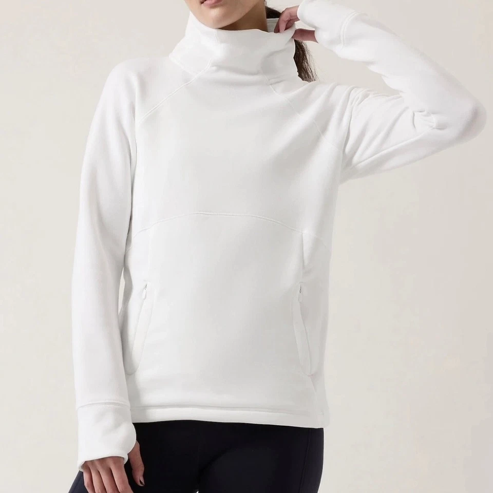 Athleta Polartec Fleece Funnel Neck Pullover 3X White Plus Size Cozy Winter - Image 1 of 4