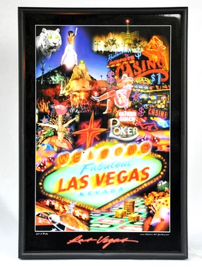 Las Vegas 3D Leucht Bild USA Deko Objekt Casino Wandbild Collage Rahmen - Bild 1 von 4