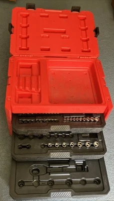 Craftsman Plastic 3 Drawer Organizer Tool Box W/Top Storage & Some Sockets - Image 1 of 4