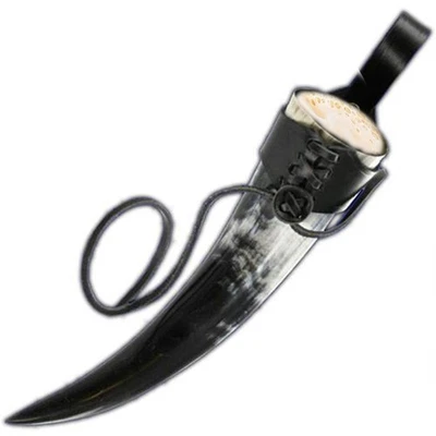 XL Viking Drinking Horn 19.5" with Leather Strap 40oz Buffalo Horn Cup for LARP - Image 1 of 4