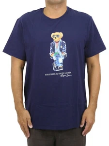 Polo Ralph Lauren Custom Slim Fit Crewneck Preppy Bear Polo Bear T-Shirt - Navy - Picture 1 of 4