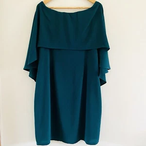 Teaberry Womens Semi Off Shoulder Shift Dress Emerald Green Formal BNWT Size 16 - Picture 1 of 16