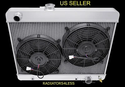 CHAMPION 4 ROW RADIATOR 12" FANS 64 65 PONTIAC TEMPEST LEMANS GTO V8 ENGINES - Image 1 of 2