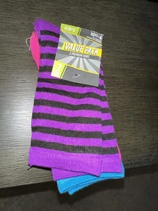 Kid's Knee-High Socks 6 Pairs 2 Pack Neon Colors Fits Shoes Sizes 101/2-4 New! - Picture 1 of 5