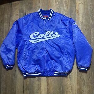 Colts NFL Reebok Gridiron Classic Nylon Quilt Lined Bomber Puffer Jacket XL RARE