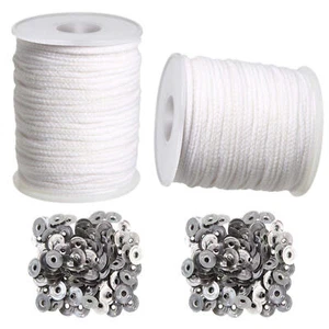 2 Rolls Candle Wicks With Long Tabbed Cotton Sustainer For Candle Making Craft - Picture 1 of 12