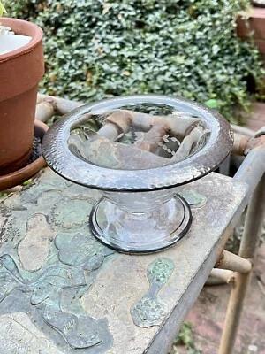 Westmoreland Compota Superposición Plateada Grabado Corte Vidrio Patrón Floral Plato Como Nuevo Foto 1 de 4