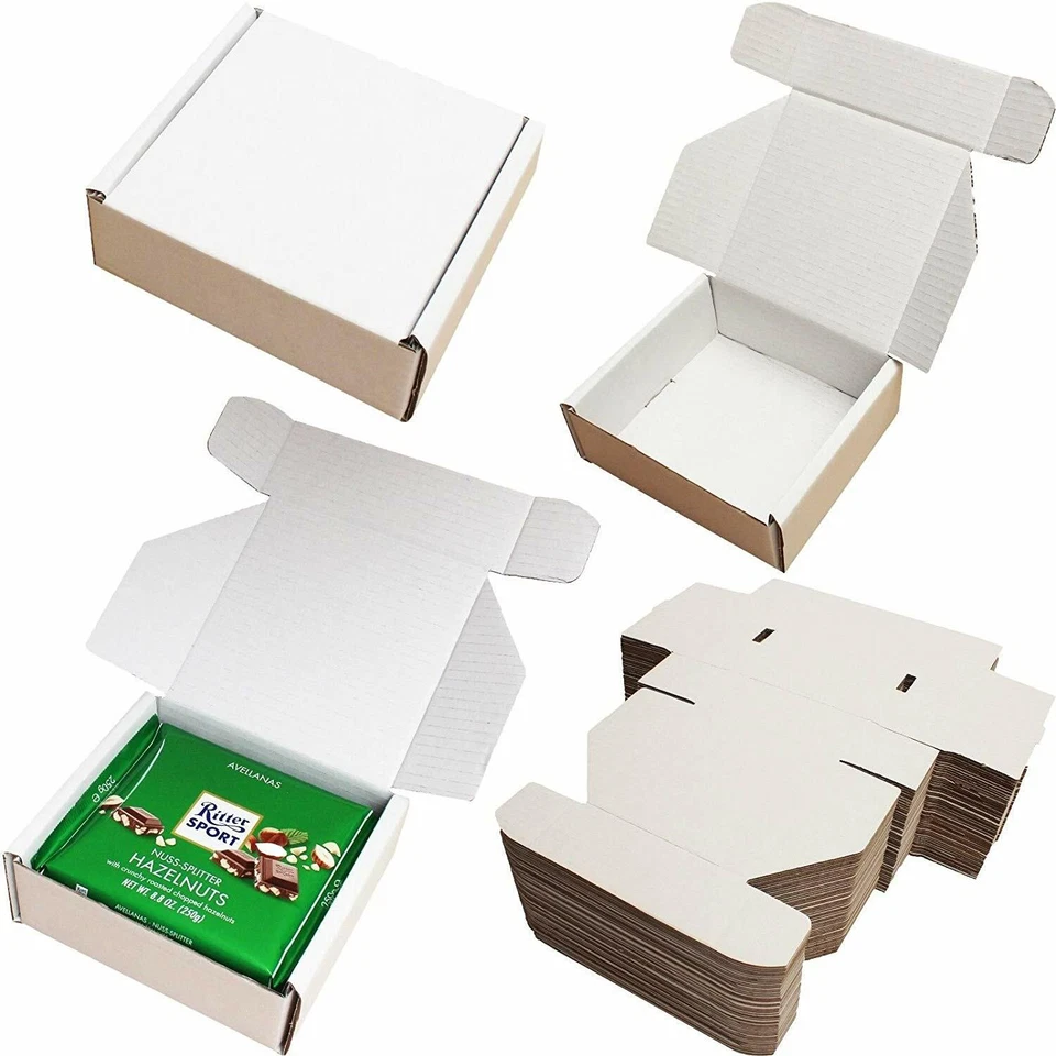 MEG4TEC 6 x 6 x 2.5" (15 x 15 x 6.5cm) WHITE BOXES POSTAL SMALL PARCEL - Quantity: 50