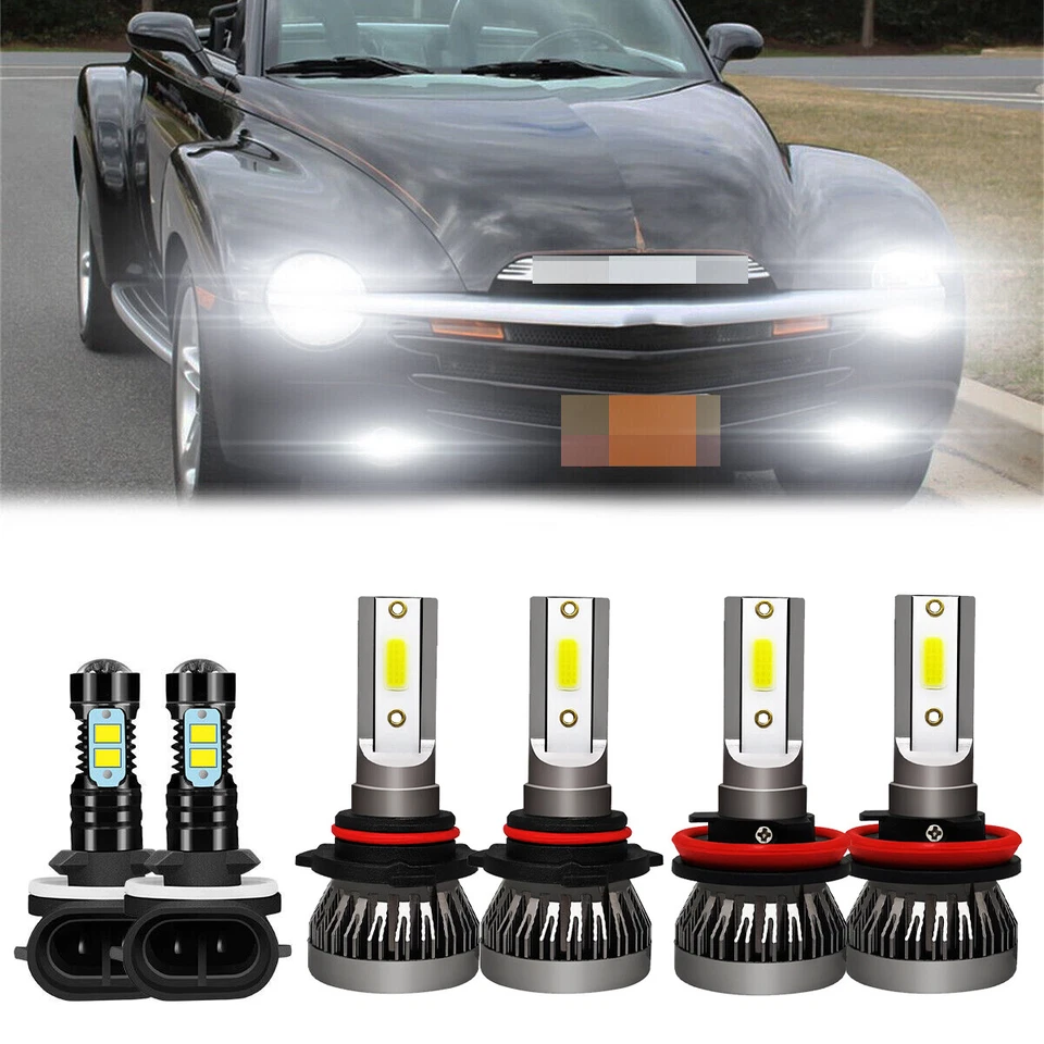 Para Chevy SSR 2003-2006 - 6X lâmpadas de faróis de LED feixe alto baixo + luzes de neblina - Imagem 1 de 4
