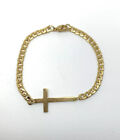 Gold Cross Cuban Link Stainless Steel Bracelet 8  