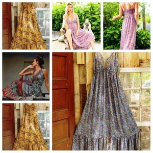 Assorted Silk Dress Wholesale 10 PC Indian Women Dress Free Maxi Women - Picture 1 of 13