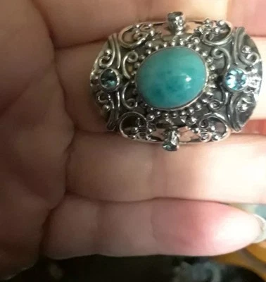 Anillo Larimar, topacio de plata de ley.  talla 9 Foto 1 de 4