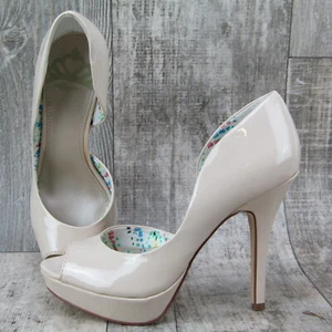Fergalicious Eileen Heels Womens 6 M Nude Patent Peep Toe D'orsay Platform  - Picture 1 of 11