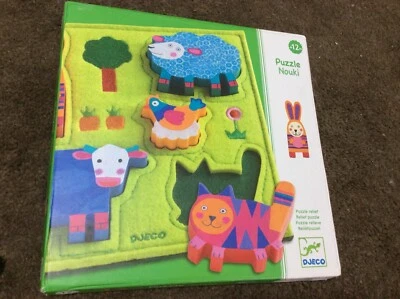 Деревянная головоломка Djeco Puzzle Relief Nouki Animals - Изображение 1 из 4