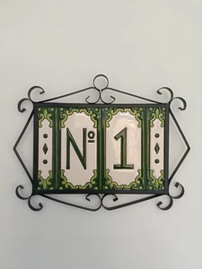 Jacho Green Hand-painted Ceramic Green Number Tiles 11 x 5.5 cm  & Metal Frames - Picture 1 of 25