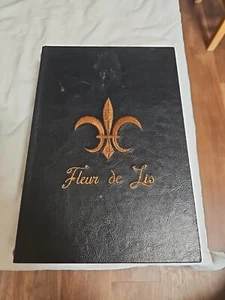 Fleur De Lis Secret Stash, Leather & Embossed Faux Book Box, Black & Gold. - Picture 1 of 9