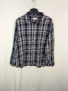 M&Co Men's casual shirt size 2XL check long sleeve navy mix cotton button up - Picture 1 of 9