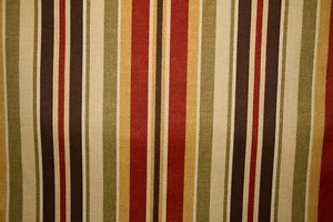 Tela Descuento INTERIOR/EXTERIOR Pimentón, Oliva y Chocolate Rayas - Imagen 1 de 1
