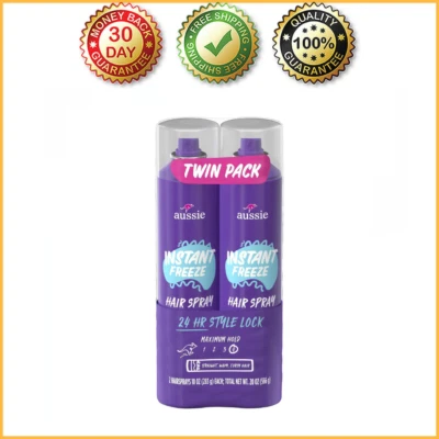 High Quality ORIGINAL Aussie Instant Freeze Hairspray Strong Hold 10 OZ, 2 Pack - Image 1 of 4