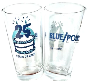 *NEW* BLUE POINT BREWING Co. - 25th BIRTHDAY - 16 oz BEER PINT GLASS - DRAFT KEG - Picture 1 of 5