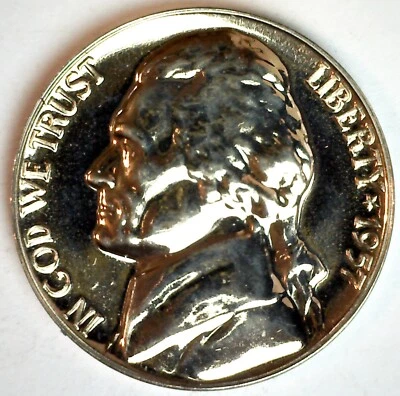 1957 Jefferson PROOF Nickel 5c US Coin Uncirculated Copper Nickel Philadelphia - Image 1 of 2