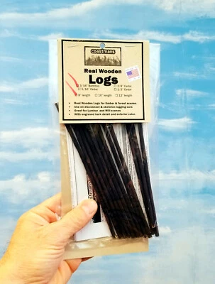 7" x 3/16" LOGS, Dozen(12), REALWOOD, Proto-Detailed, HO/N/Oscales, CombineSHIP - Image 1 of 4