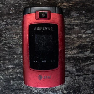 Vintage Samsung Model SGH-A707 Red Metallic Unlocked Android Cellular Phone - Afbeelding 1 van 12