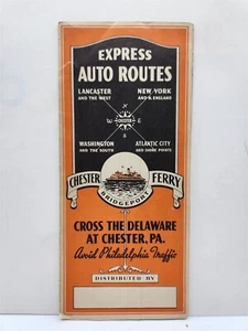 1930s Chester Ferry Co Delaware River Crossing Express Routes & Maps Brochure WW - Picture 1 of 5